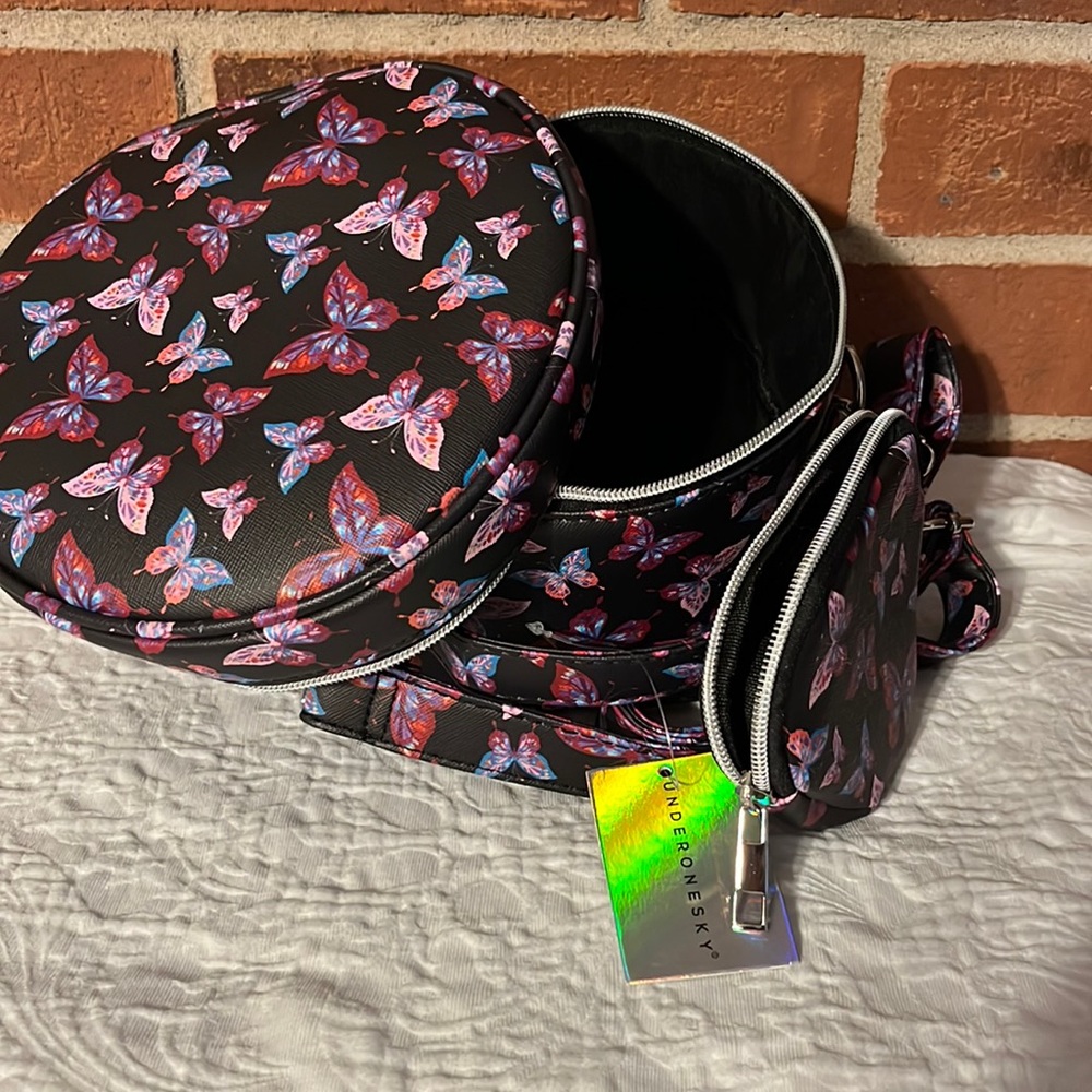 NWT Butterfly round purse with small coin purse, Under One Sky